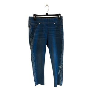 Lux Denim Embroidered Jeans Size M (10-12)